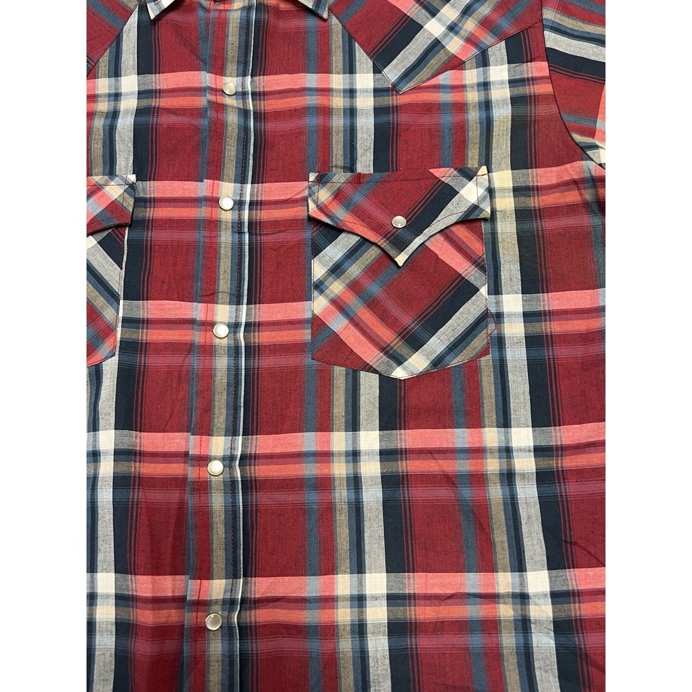 Vtg Plains Western Wear‎ Shirt Men's Medium Plaid Pearl Snap Short Sleeve - Picture 6 of 6